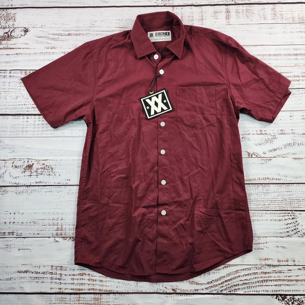 NWT Dixxon D-Lux Performance Bamboo Shirt Men's S Burgundy Short Sleeve